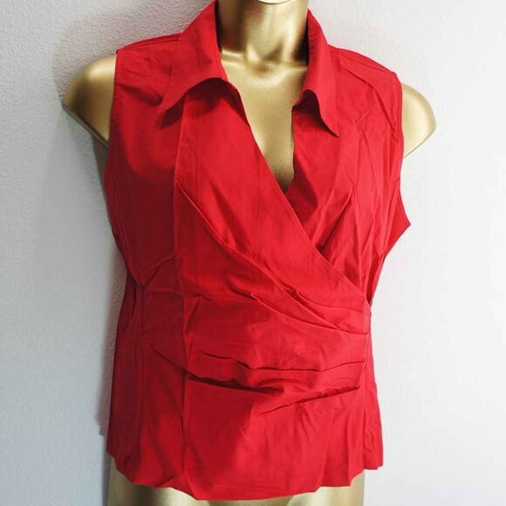 Newport News Red Cross Over Sleeveless Blouse size 16W  NWOTS